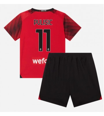 AC Milan Christian Pulisic #11 Replika Babytøj Hjemmebanesæt Børn 2023-24 Kortærmet (+ Korte bukser)